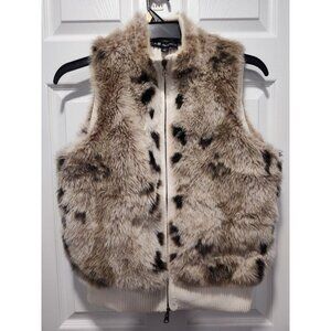 A.D. Originals Vintage Faux‎ Fur Sweater Vest Size Medium Leopard Cheetah Print